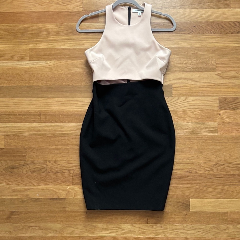 Elizabeth and James- Black and nude pink  dress with cutout.